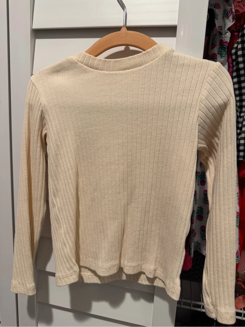 Zara Cream Ribbed Crew Neck Sweater